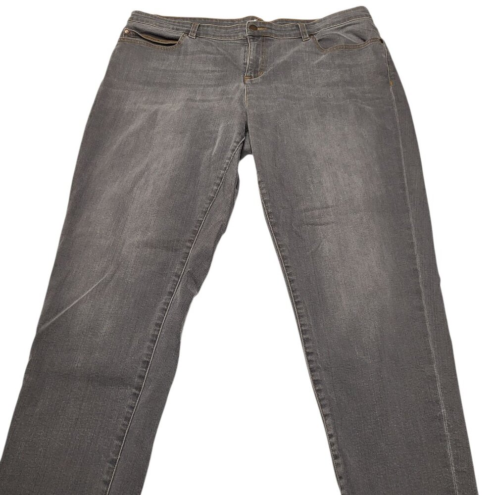 Eileen Fisher Jeans Women 16 Gray Organic Cotton Mid Rise Stretch Boyfriend Pant